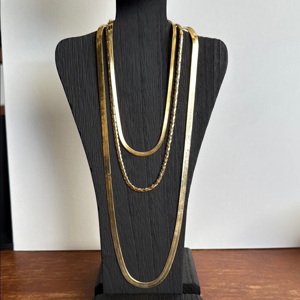 Three Elegant Gold Tone Necklace Set 35$